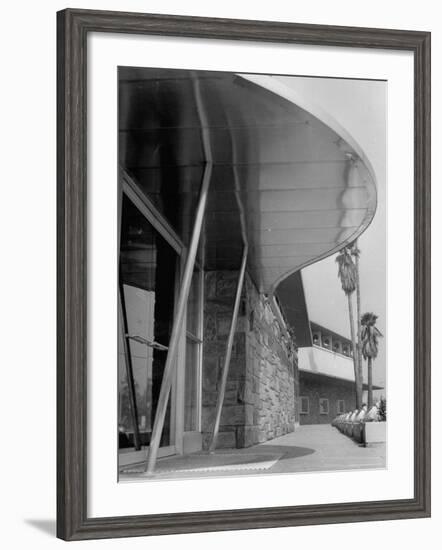 Bullock's Department Store with Architectural Twists, Louvered Roofs, Porch Supports with Porthales-Allan Grant-Framed Photographic Print