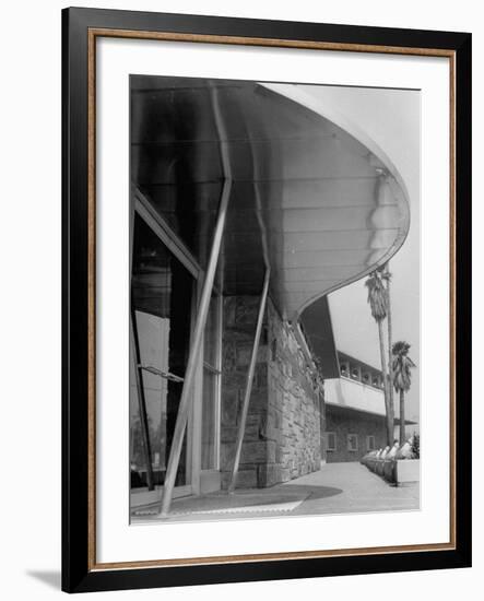 Bullock's Department Store with Architectural Twists, Louvered Roofs, Porch Supports with Porthales-Allan Grant-Framed Photographic Print