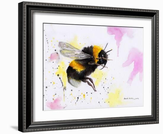 Bumble Bee Watercolor-Sarah Stribbling-Framed Art Print