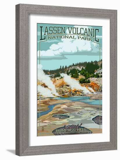 Bumpass Hell - Lassen Volcanic National Park, CA-Lantern Press-Framed Art Print