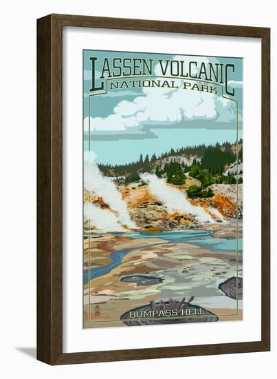 Bumpass Hell - Lassen Volcanic National Park, CA-Lantern Press-Framed Art Print