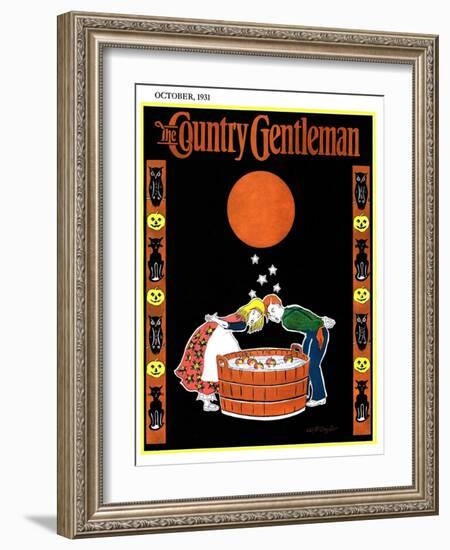 "Bumping Bobbing for Apples," Country Gentleman Cover, October 1, 1931-W. P. Snyder-Framed Giclee Print