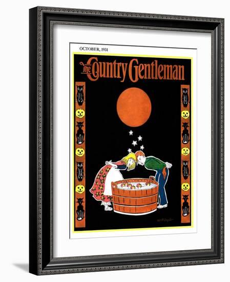 "Bumping Bobbing for Apples," Country Gentleman Cover, October 1, 1931-W. P. Snyder-Framed Giclee Print