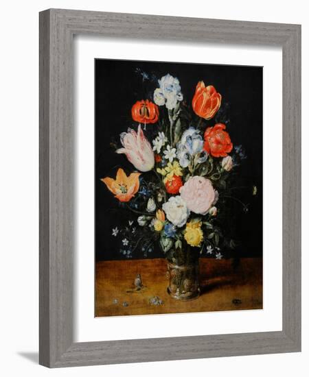 Bunch of Flowers in a Glass Beaker, after 1608, by Jan Brueghel the Elder (1568-1625).-Jan the Elder Brueghel-Framed Giclee Print