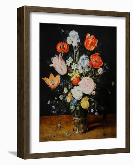 Bunch of Flowers in a Glass Beaker, after 1608, by Jan Brueghel the Elder (1568-1625).-Jan the Elder Brueghel-Framed Giclee Print