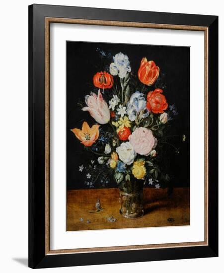 Bunch of Flowers in a Glass Beaker, after 1608, by Jan Brueghel the Elder (1568-1625).-Jan the Elder Brueghel-Framed Giclee Print