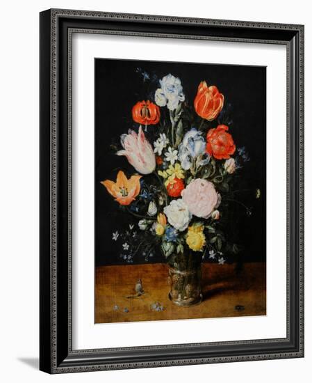 Bunch of Flowers in a Glass Beaker, after 1608, by Jan Brueghel the Elder (1568-1625).-Jan the Elder Brueghel-Framed Giclee Print