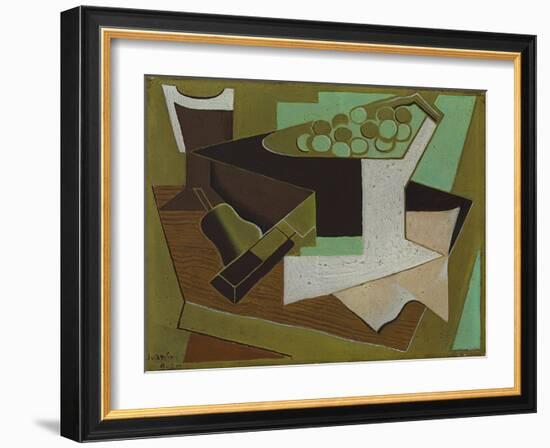 Bunch of Grapes and a Pear; Grappe De Raisin Et Poire, 1920 (Oil on Canvas)-Juan Gris-Framed Giclee Print