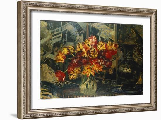 Bunch of Tulips and a Screen, Bouquet de Tulipes au Paravent-Jacques-emile Blanche-Framed Giclee Print