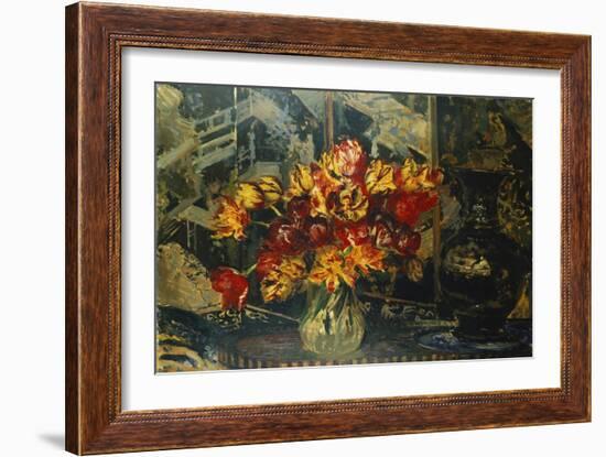 Bunch of Tulips and a Screen, Bouquet de Tulipes au Paravent-Jacques-emile Blanche-Framed Giclee Print