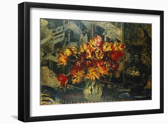 Bunch of Tulips and a Screen, Bouquet de Tulipes au Paravent-Jacques-emile Blanche-Framed Giclee Print