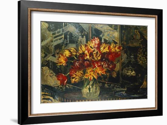 Bunch of Tulips and a Screen, Bouquet de Tulipes au Paravent-Jacques-emile Blanche-Framed Giclee Print