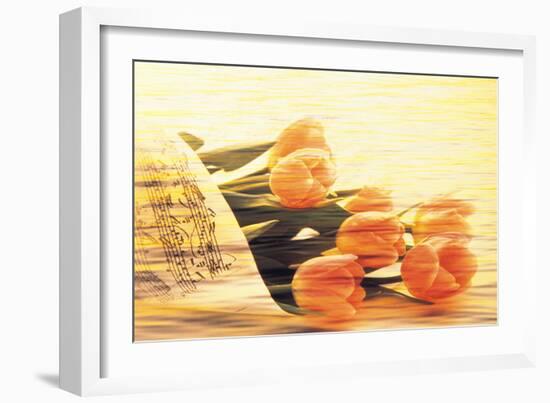 Bunch of Tulips and Sheet Music, Digitally Composite-null-Framed Photographic Print