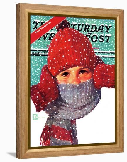 "Bundled Up," Saturday Evening Post Cover, Jan/Feb 98-Douglas Crockwell-Framed Premier Image Canvas
