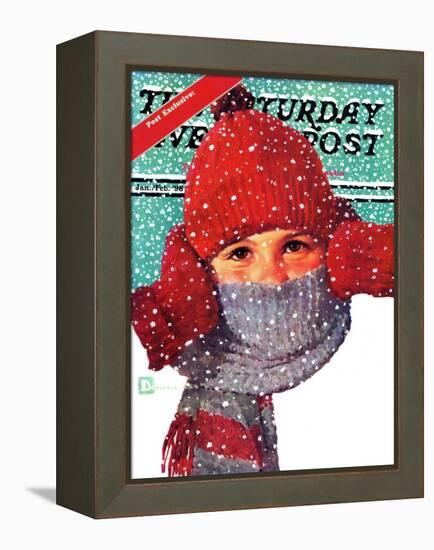 "Bundled Up," Saturday Evening Post Cover, Jan/Feb 98-Douglas Crockwell-Framed Premier Image Canvas