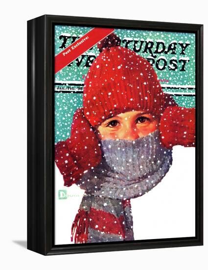 "Bundled Up," Saturday Evening Post Cover, Jan/Feb 98-Douglas Crockwell-Framed Premier Image Canvas