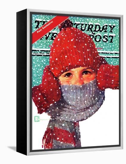 "Bundled Up," Saturday Evening Post Cover, Jan/Feb 98-Douglas Crockwell-Framed Premier Image Canvas