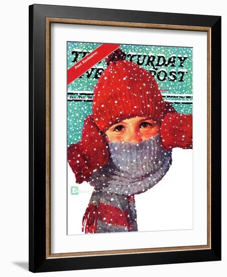 "Bundled Up," Saturday Evening Post Cover, Jan/Feb 98-Douglas Crockwell-Framed Giclee Print