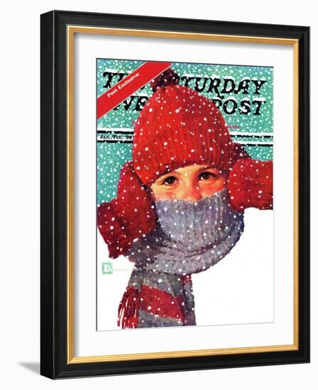 "Bundled Up," Saturday Evening Post Cover, Jan/Feb 98-Douglas Crockwell-Framed Giclee Print