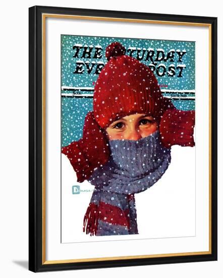 "Bundled Up," Saturday Evening Post Cover, January 14, 1939-Douglas Crockwell-Framed Giclee Print