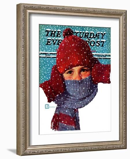 "Bundled Up," Saturday Evening Post Cover, January 14, 1939-Douglas Crockwell-Framed Giclee Print