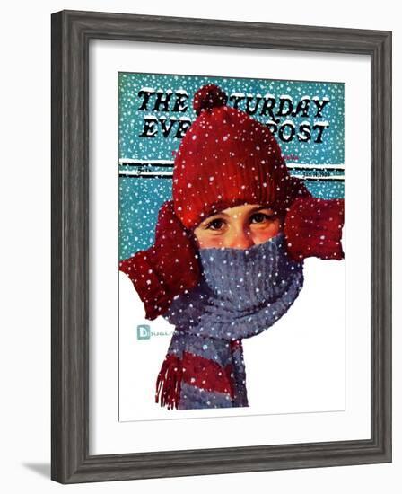 "Bundled Up," Saturday Evening Post Cover, January 14, 1939-Douglas Crockwell-Framed Giclee Print