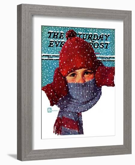 "Bundled Up," Saturday Evening Post Cover, January 14, 1939-Douglas Crockwell-Framed Giclee Print