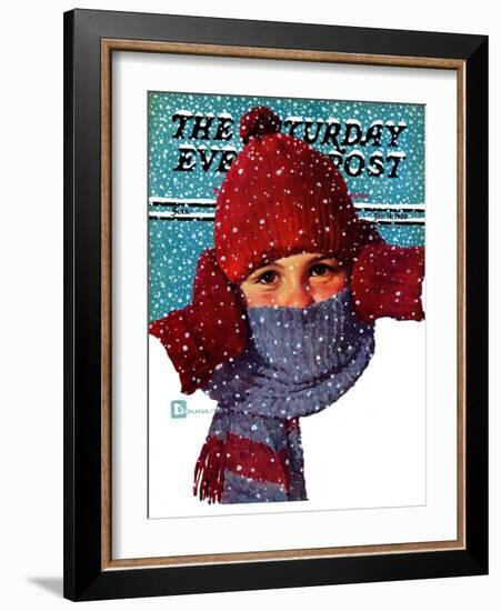 "Bundled Up," Saturday Evening Post Cover, January 14, 1939-Douglas Crockwell-Framed Giclee Print