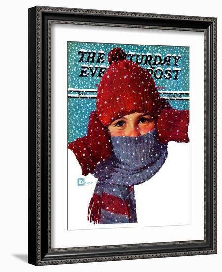 "Bundled Up," Saturday Evening Post Cover, January 14, 1939-Douglas Crockwell-Framed Giclee Print