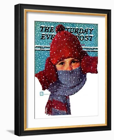 "Bundled Up," Saturday Evening Post Cover, January 14, 1939-Douglas Crockwell-Framed Giclee Print