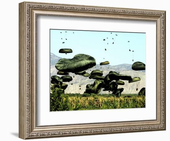 Bundles of Food and Water are Air Delivered to the Outlying Area of Port-Au-Prince, Haiti-null-Framed Photographic Print