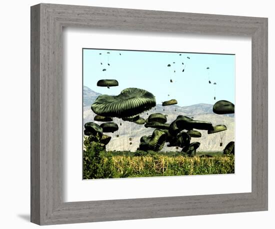 Bundles of Food and Water are Air Delivered to the Outlying Area of Port-Au-Prince, Haiti-null-Framed Photographic Print