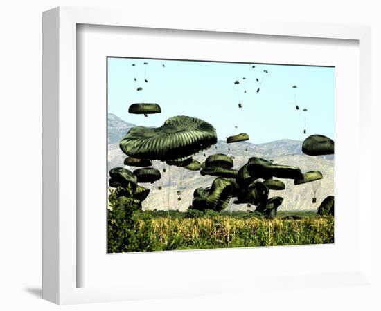 Bundles of Food and Water are Air Delivered to the Outlying Area of Port-Au-Prince, Haiti-null-Framed Photographic Print