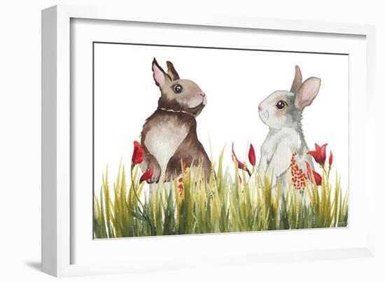 Bunnies Among the Flowers I-Elizabeth Medley-Framed Art Print