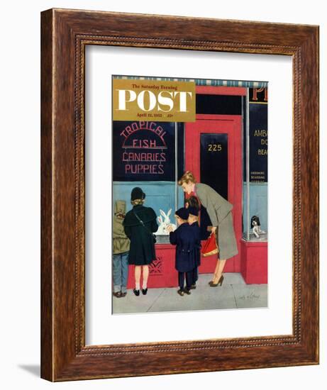 "Bunnies for Sale" Saturday Evening Post Cover, April 12, 1952-M. Coburn Whitmore-Framed Giclee Print