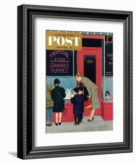 "Bunnies for Sale" Saturday Evening Post Cover, April 12, 1952-M. Coburn Whitmore-Framed Giclee Print