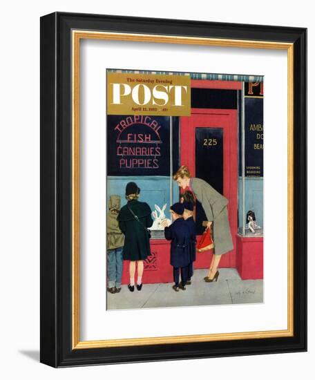 "Bunnies for Sale" Saturday Evening Post Cover, April 12, 1952-M. Coburn Whitmore-Framed Giclee Print