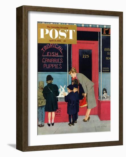 "Bunnies for Sale" Saturday Evening Post Cover, April 12, 1952-M. Coburn Whitmore-Framed Giclee Print