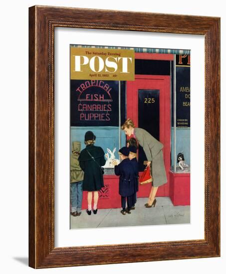 "Bunnies for Sale" Saturday Evening Post Cover, April 12, 1952-M. Coburn Whitmore-Framed Giclee Print