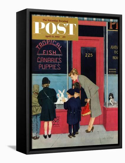 "Bunnies for Sale" Saturday Evening Post Cover, April 12, 1952-M. Coburn Whitmore-Framed Premier Image Canvas