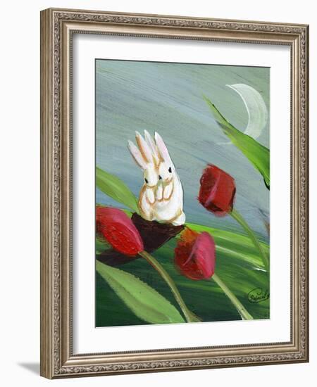 Bunnies & Tulips-sylvia pimental-Framed Art Print