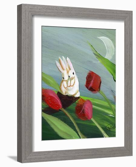 Bunnies & Tulips-sylvia pimental-Framed Art Print