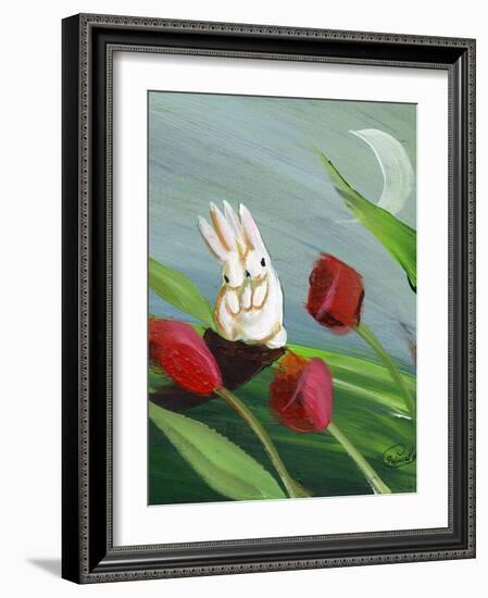 Bunnies & Tulips-sylvia pimental-Framed Art Print