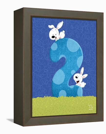 Bunny 2-Blue Fish-Framed Stretched Canvas