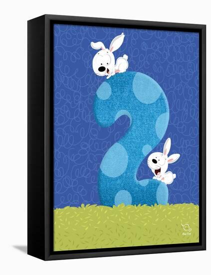 Bunny 2-Blue Fish-Framed Stretched Canvas