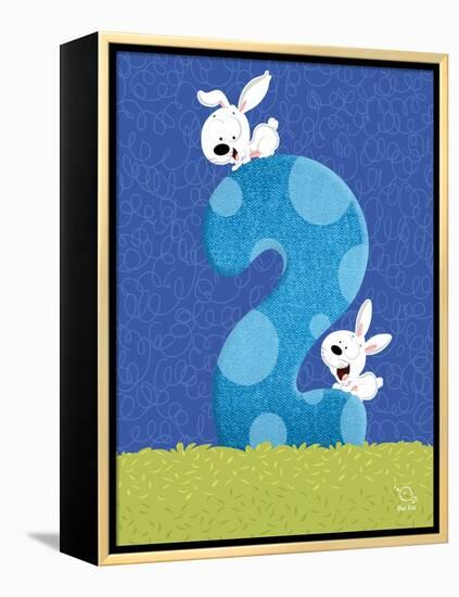 Bunny 2-Blue Fish-Framed Stretched Canvas