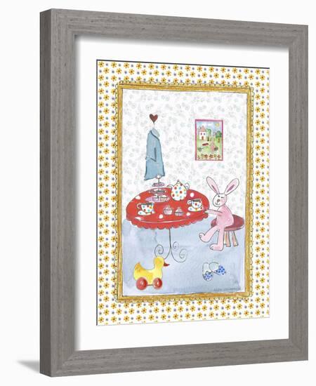 Bunny at Tea Table-Effie Zafiropoulou-Framed Giclee Print