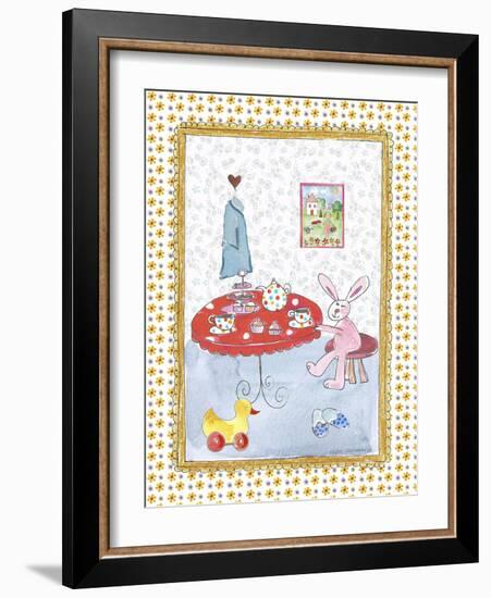 Bunny at Tea Table-Effie Zafiropoulou-Framed Giclee Print