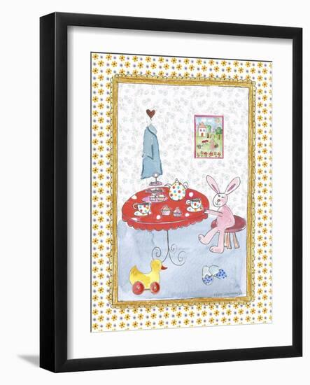 Bunny at Tea Table-Effie Zafiropoulou-Framed Giclee Print