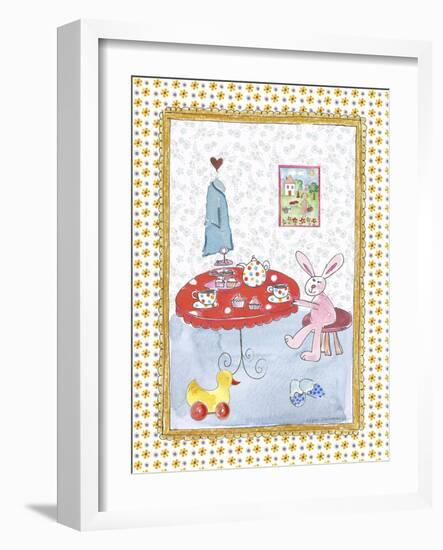 Bunny at Tea Table-Effie Zafiropoulou-Framed Giclee Print